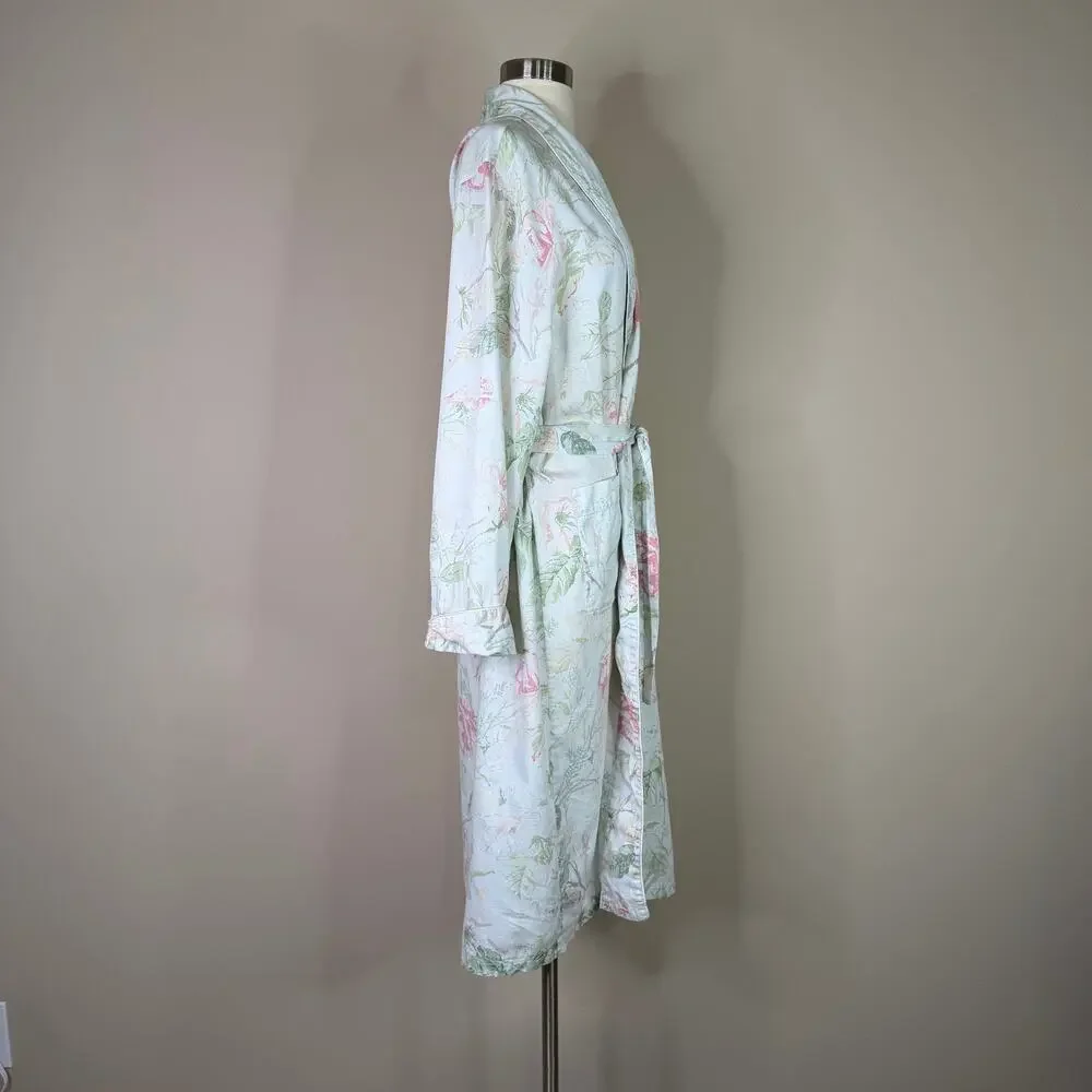 Vintage Lauren Ralph Lauren Floral Robe Cottagecore Dressing Gown Blue Pink L